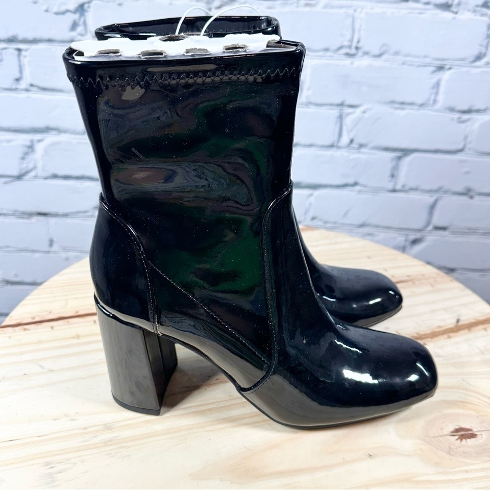 A New Day Women’s Penelope Black Faux Patent Leather Ankle Boots Size 8.5 - Picture 6 of 9